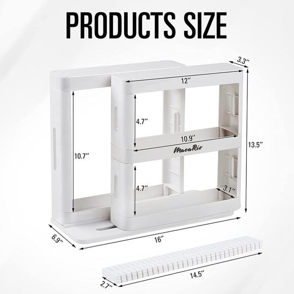 2 Tier Pull Out and Rotate Spice Rack Seasoning Storage Holder Cabinet Shelf - Picture 4 of 12